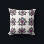 Violet Bloom Orbit Kissen<br><div class="desc">A captivating geometric floral pattern featuring a harmonious blend of violet and emerald green tones. This intricate kaleidoscopic design brings a fresh,  artistic energy to any living space,  perfect for adding a touch of modern botanical elegance to your home decor.</div>