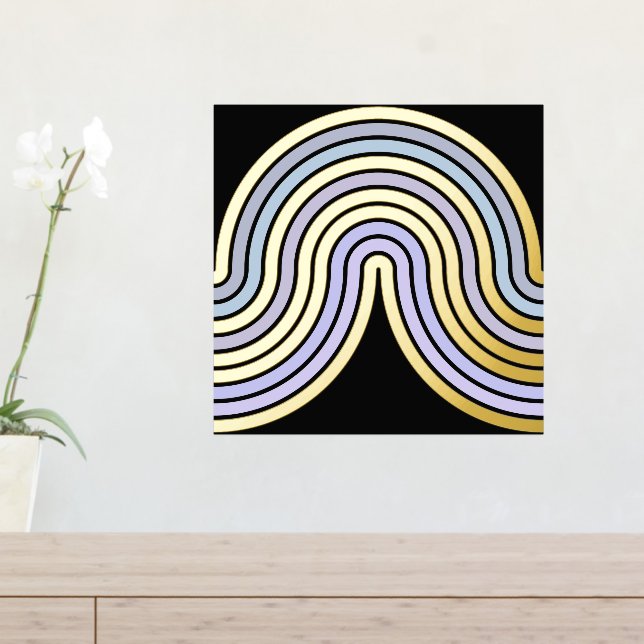 Violet Blue Abstrakt Wave Lines Art Muster Gold Foliendrucke (In Situ (Eingangstisch))