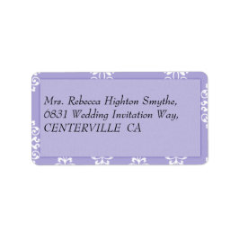 Violet Blue Damask Wedding Adressaufkleber