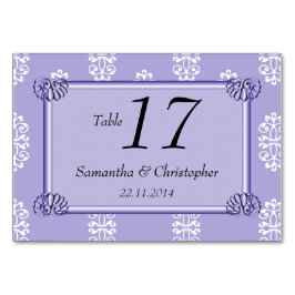 Violet Blue Pink Damask Hochzeit Tischnummer