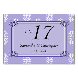 Violet Blue Pink Damask Hochzeit Tischnummer