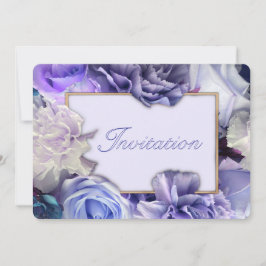 Violet Blue Rose Birthday Party Invitation