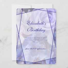 Violet Blue Rose Garden Birthday Invitation Card