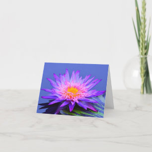Violet Blue Water Lily Blank Note Cartes de voeux