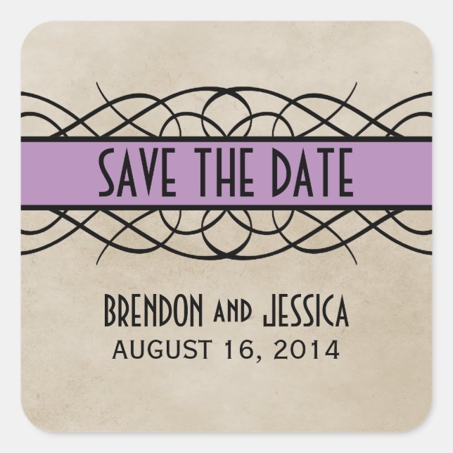 Violet Blühe Border Save the Date Stickers (Vorderseite)