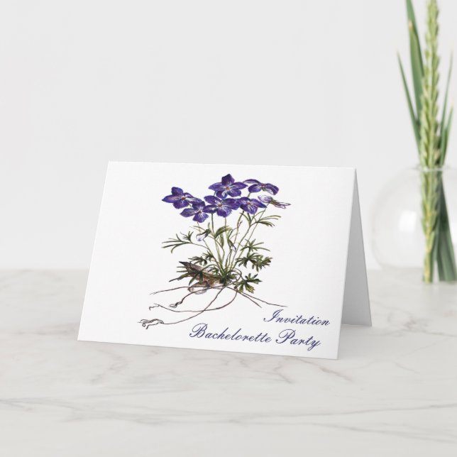 VIOLET Blume botanische Bachelorete Einladung (Vorderseite)