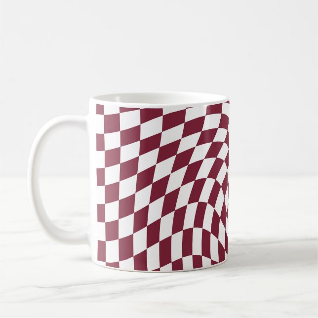 Violet Burgundy Wedding Collection Karo überprüft Kaffeetasse (Links)
