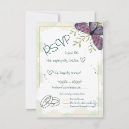 Violet Butterfly Wasserfarbe RSVP Karte