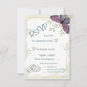 Violet Butterfly Wasserfarbe RSVP Karte