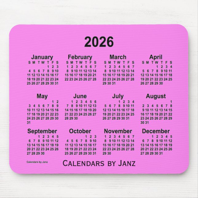 Violet Calendar 2026 von Janz Mouse Pad Mousepad (Vorne)
