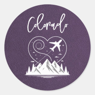 Violet Colorado Passport Runder Aufkleber