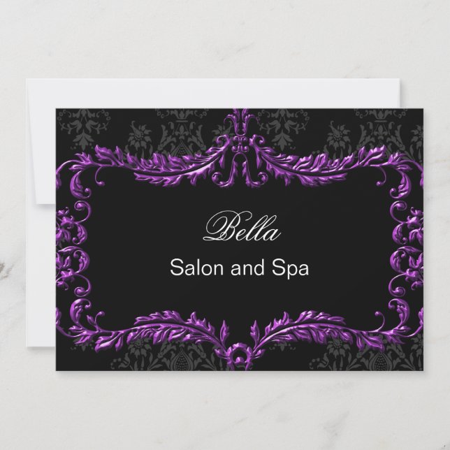 violet damask Business Thank You Cartes (Devant)