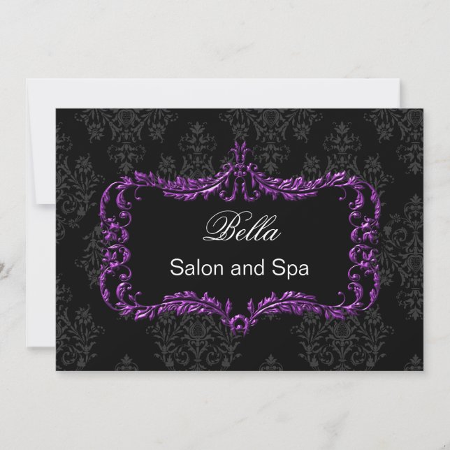 violet damask Business Thank You Cartes (Devant)