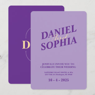 Violet de carte faire-part de mariage rétro