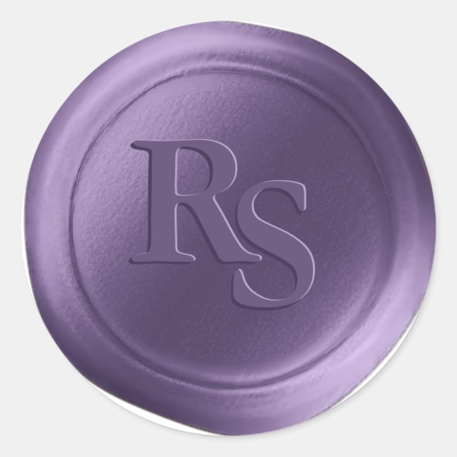Violet Double Monogram Hochzeitwax-Siegel Runder Aufkleber (Vorderseite)