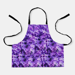 "Violet en fleurs : tablier de fleurs violettes"