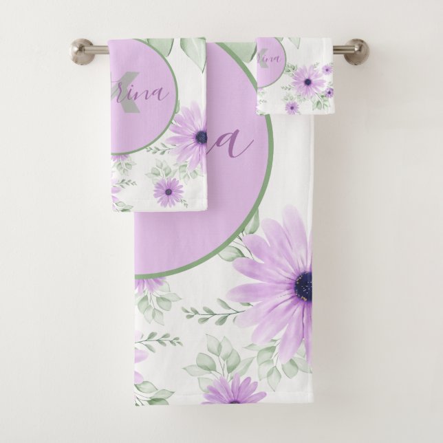 Violet et et aquarelle verte personnalisés Floral (En situation)