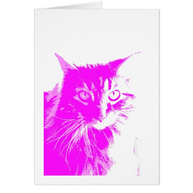 violet et rose chat blanc carte pop art style (Devant)