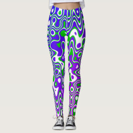 [Violet et vert] Tourbillons Leggings Op-Art
