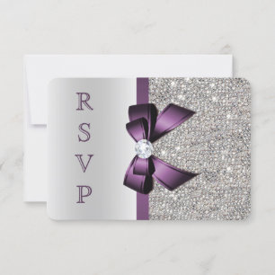 Violet Fausse Nœud Argent Paillettes Diamant RSVP