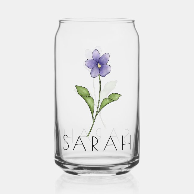 VIOLET Februar Birth Blume Individuelle Name Dosenglas (Vorderseite)