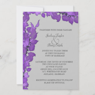 Violet Feuilles mariage invitations