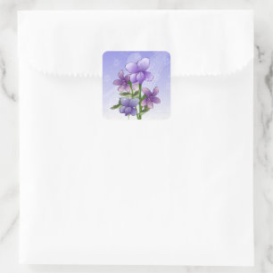 Violet fleurs merci autocollants