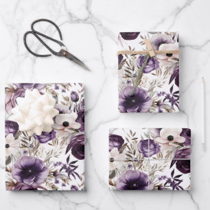 Violet Floral Geschenkpapier Set