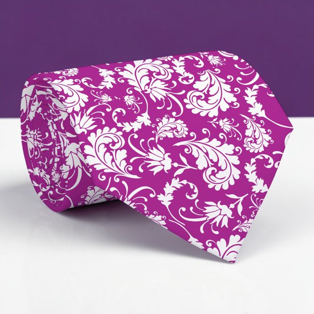 Violet Floral Pattern Custom Necktie Krawatte (Von Creator hochgeladen)