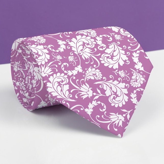 Violet Floral Pattern Custom Necktie Krawatte (Von Creator hochgeladen)