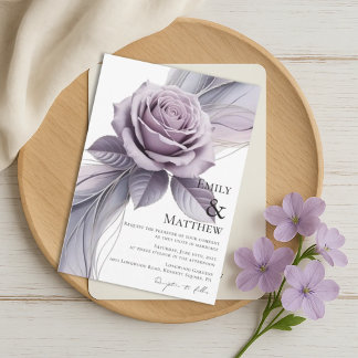Violet Floral Wedding Invitation