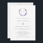 Violet Floral Wreath Monogram Wedding Invitation Einladung<br><div class="desc">A pretty wedding invitation featuring a watercolor open wreath of violet flowers and green leaves with your monogram / initials. The reverse features a pattern of violet flowers.</div>