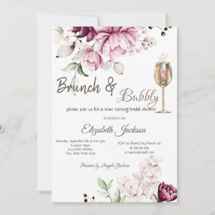 Violet Flowers Brunch & Bubbly Brautparty Einladung