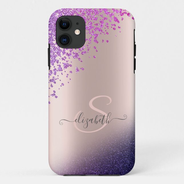 Violet Glitzer Ombre Diamonds Case-Mate iPhone Hülle (Rückseite)