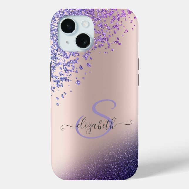 Violet Glitzer Ombre Diamonds Case-Mate iPhone Hülle (Rückseite)