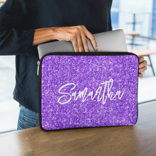 Violet Glitzer Pinselstrichname Laptopschutzhülle