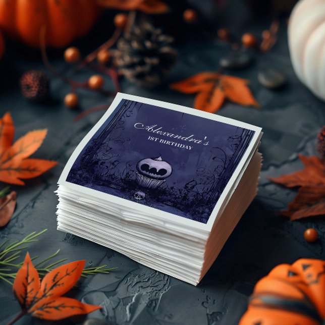 Violet Gothic Spooky ONE Geburtstag Serviette (Von Creator hochgeladen)