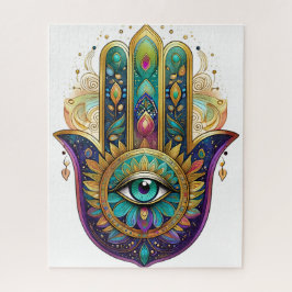 Violet Green Gold Petals Hamsa Turquoise Third Eye