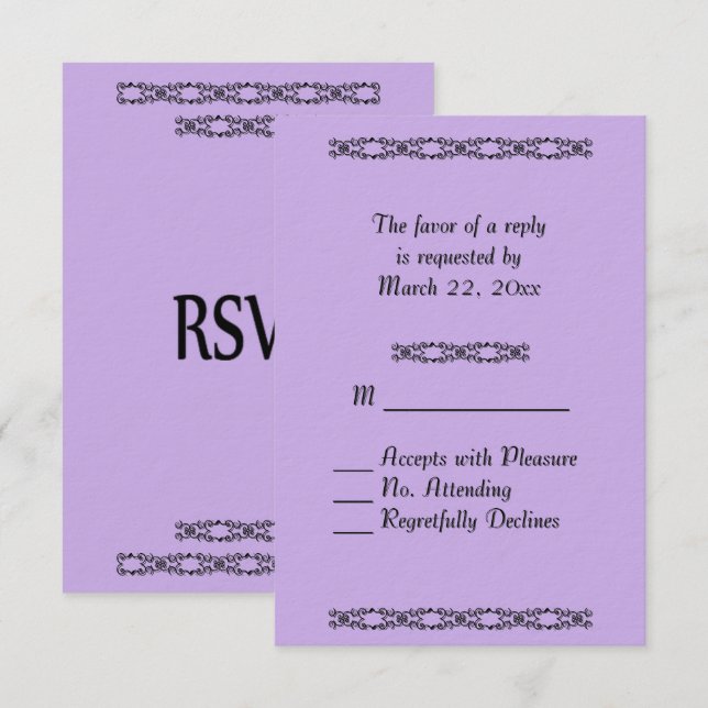 Violet Hochzeit RSVP Karte (Vorne/Hinten)