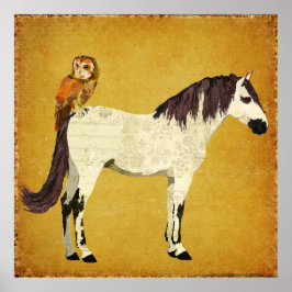 Violet Horse & Owl Poster