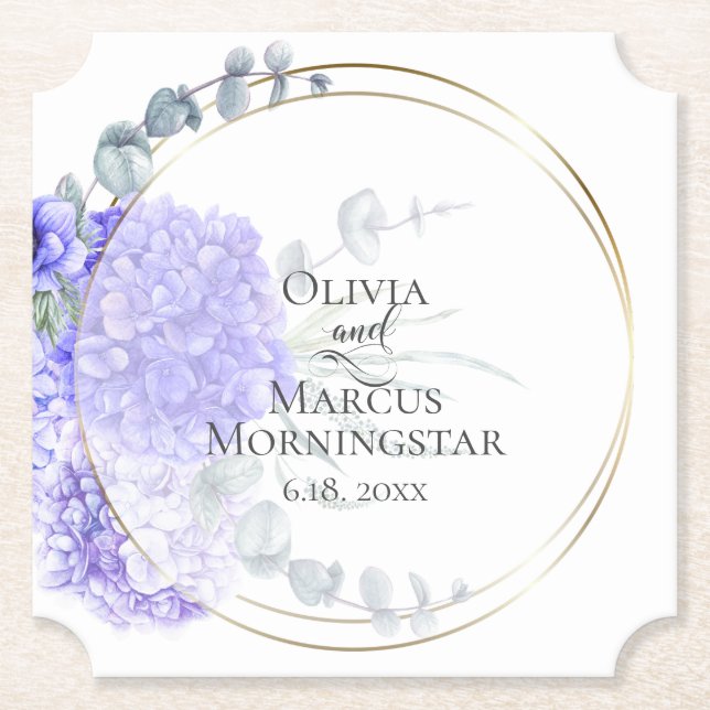 Violet Hydrangea Floral Bouquet Luncheon Untersetzer (Vorderseite)