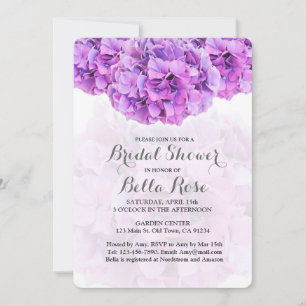 Violet hydrangea nuptiale douche invitation hydran