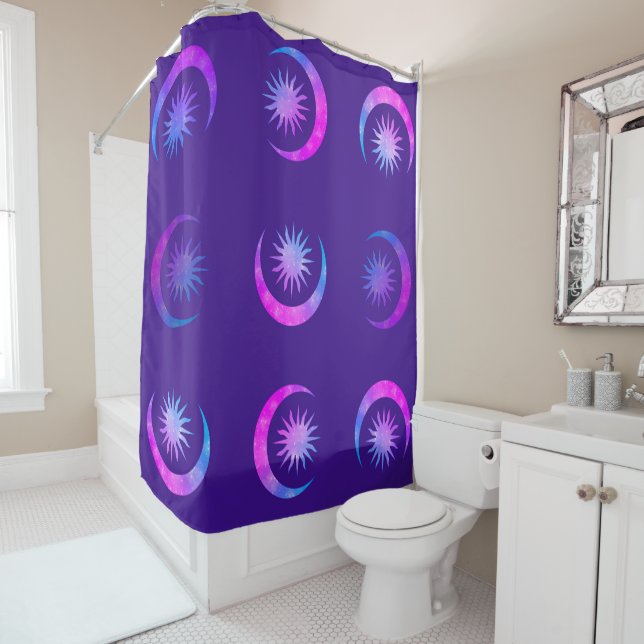 Violet Indigo Lila Moon & Sun Zen Schlafzimmer Duschvorhang (Beispiel)