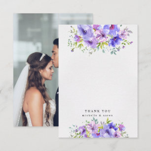 violet jardin floral photo carte de remerciements