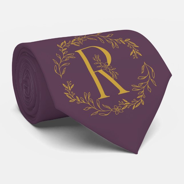 Violet (JTC) Mit Monogramm farbige Trauzeugen Krawatte (Gerollt)