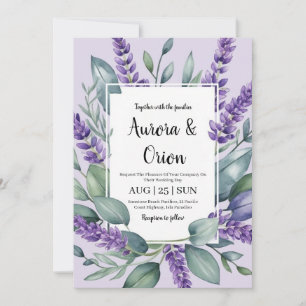 violet lavande et eucalyptus invitations de mariag