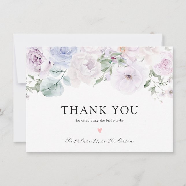 Violet Lavender Floral Brautparty Vielen Dank Dankeskarte (Vorderseite)
