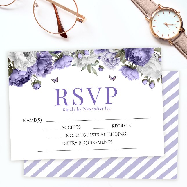 Violet lavender floral ehe RSVP Umschließungskarte (Von Creator hochgeladen)