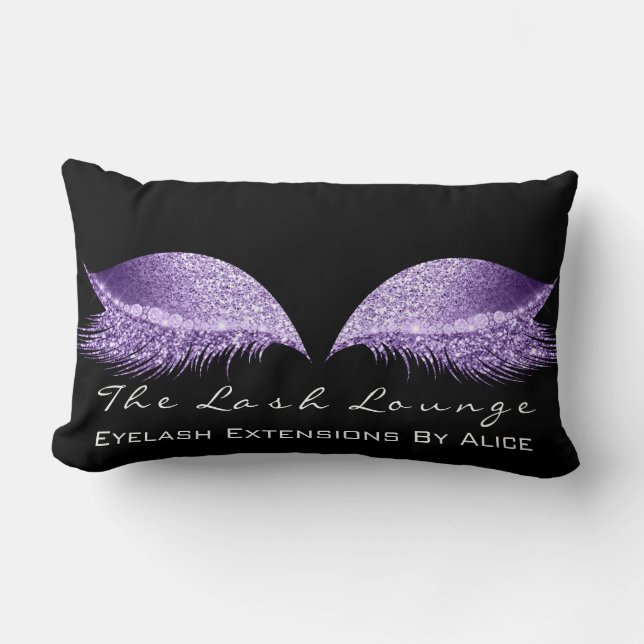 Violet Lavender Glitzer Black Makeup Lashes Beauty Lendenkissen (Vorderseite)