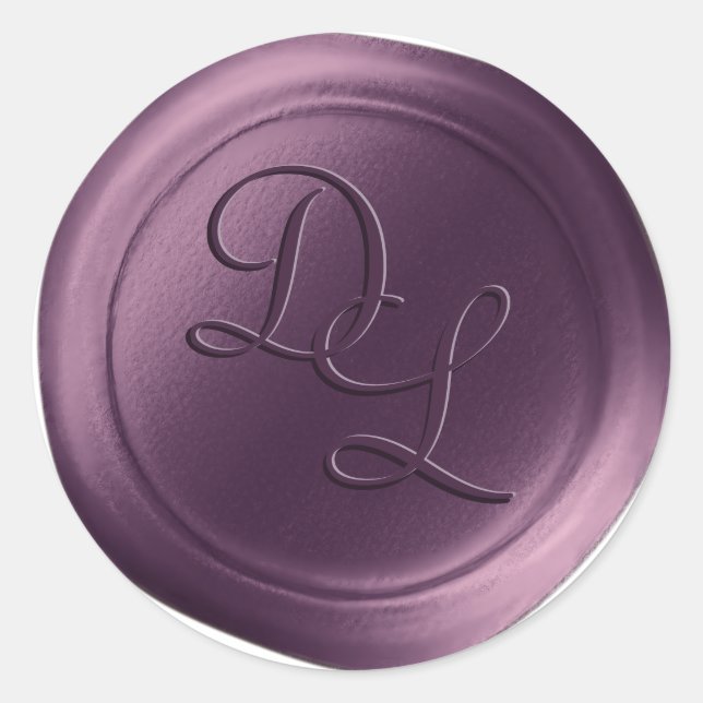 Violet Lila 2-Letter-Monogramm-Wachs-Siegel-Aufkle Runder Aufkleber (Vorderseite)